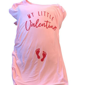 Time And Tru My Little Valentine Maternity Shirt. Pink, Short Sleeve Size Small